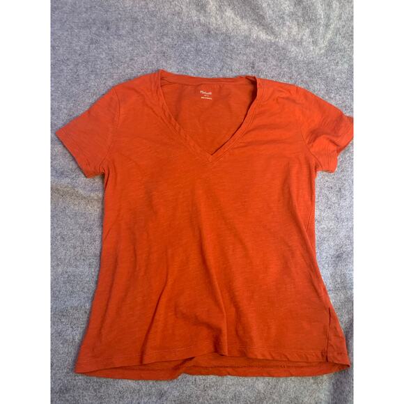 Madewell Whisper Cotton V Neck Tee in Orange, Women’s Size Small, T Shirt - Picture 8 of 10